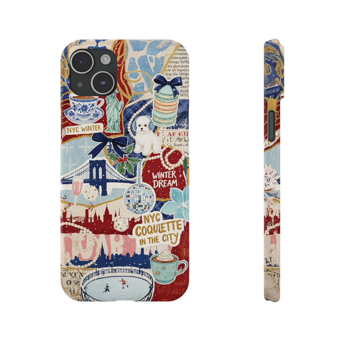 Slim New York Winter Coquette Collage Cute Phone Case for Iphone 16 - | iPhone 15 Pro Max Case | iPhone 14 Case Iphone 13 12 11 10 9 8 7 X - Studio40ParkLane