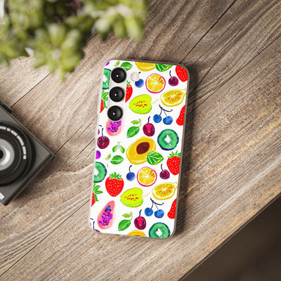 Cute Flexi Phone Cases, Summer Fruit Mix, Compatible with Samsung Galaxy S23, Samsung S22, Samsung S21, Samsung S20, Galaxy S20 Ultra