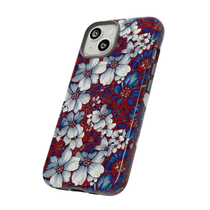 Cute IPhone Case | Red Blue Flowers, iPhone 15 Case | iPhone 15 Pro Case, Iphone 14 Case, Iphone 14 Pro Max Case, Protective Iphone Case - Studio40ParkLane