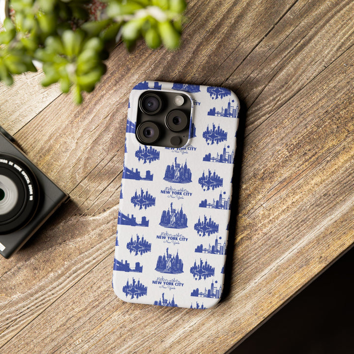 Slim New York Skyline Blue Collage Coquette Gift for Her Cute Phone Cases for Iphone 16 Pro Max | iPhone 15 Case | iPhone 15 Pro Max Case, Iphone 14, Iphone 14 Pro Max, Iphone 13 12 11 8 7 - Studio40ParkLane