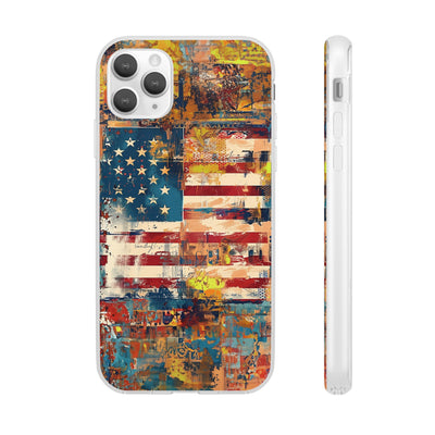 Cute Flexi Phone Cases, US Flag Abstract, Compatible with Samsung Galaxy S23, Samsung S22, Samsung S21, Samsung S20, Galaxy S20 Ultra