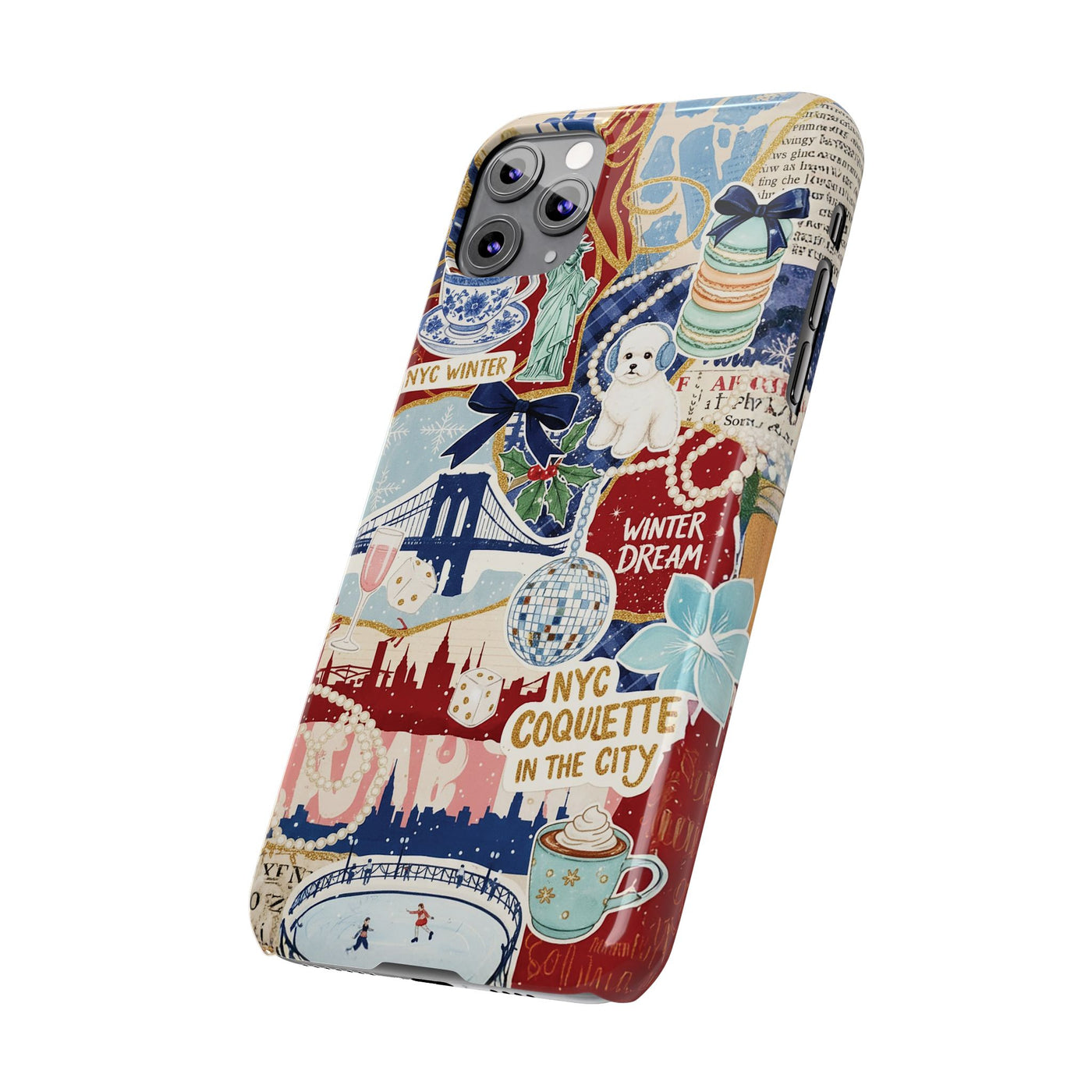 Slim New York Winter Coquette Collage Cute Phone Case for Iphone 16 - | iPhone 15 Pro Max Case | iPhone 14 Case Iphone 13 12 11 10 9 8 7 X - Studio40ParkLane