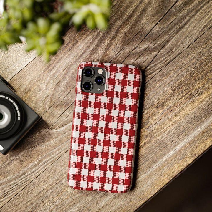 Slim Red Gingham Gift for Her Cute Phone Cases for Iphone 16 Pro Max | iPhone 15 Case | iPhone 15 Pro Max Case, Iphone 14, 13, 12, 11, 10, 8, 7 - Studio40ParkLane
