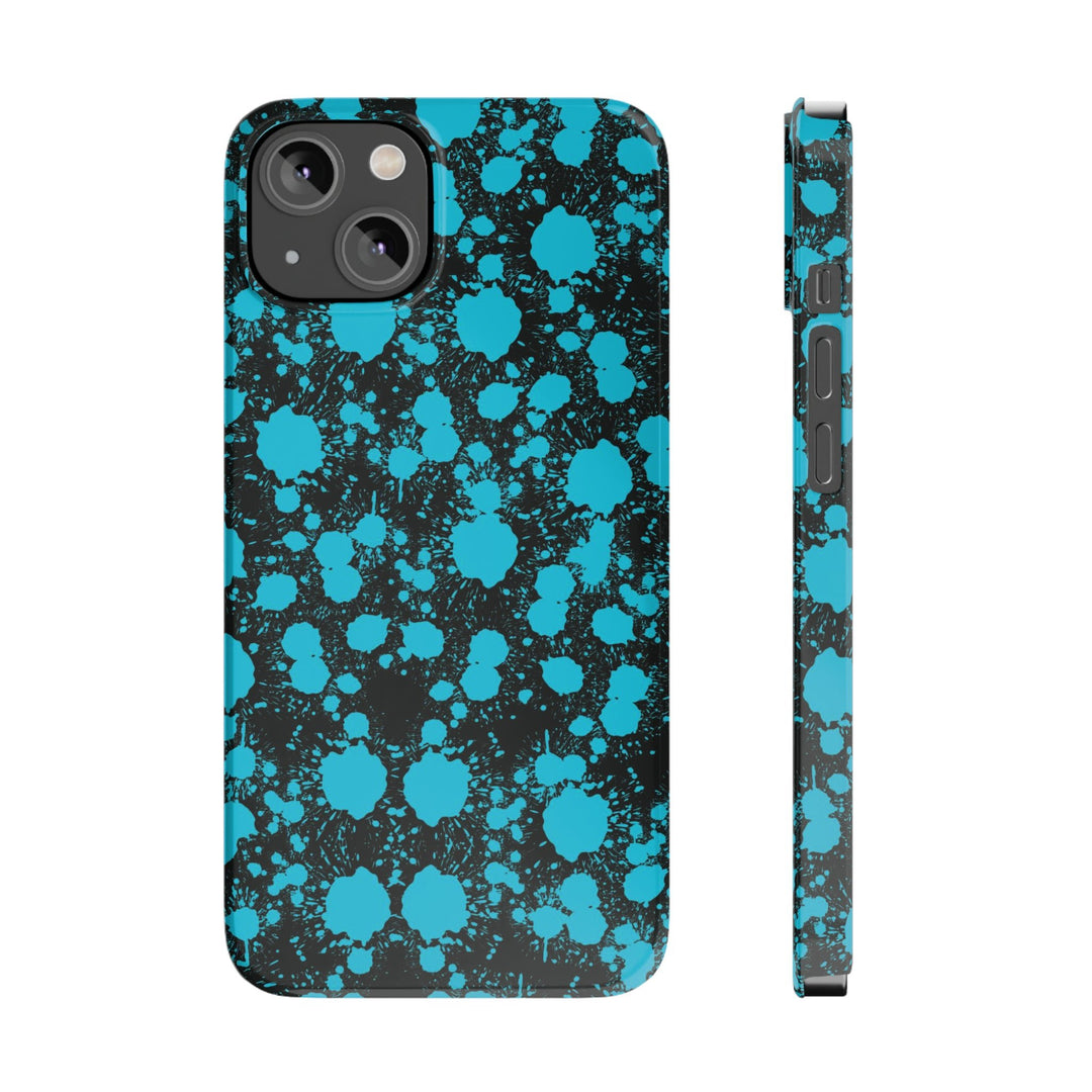 Slim Cute Phone Cases for Iphone - | iPhone 15 Case | iPhone 15 Pro Max Case, Iphone 14 Case, Iphone 14 Pro Max, Iphone 13, Blue Paint Blots Splash - Studio40ParkLane