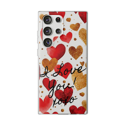 Cute Flexi Samsung Phone Cases, Valentine Heart Love You Galaxy S23 Phone Case, Samsung S22 Case, Samsung S21 Case, S20 Plus