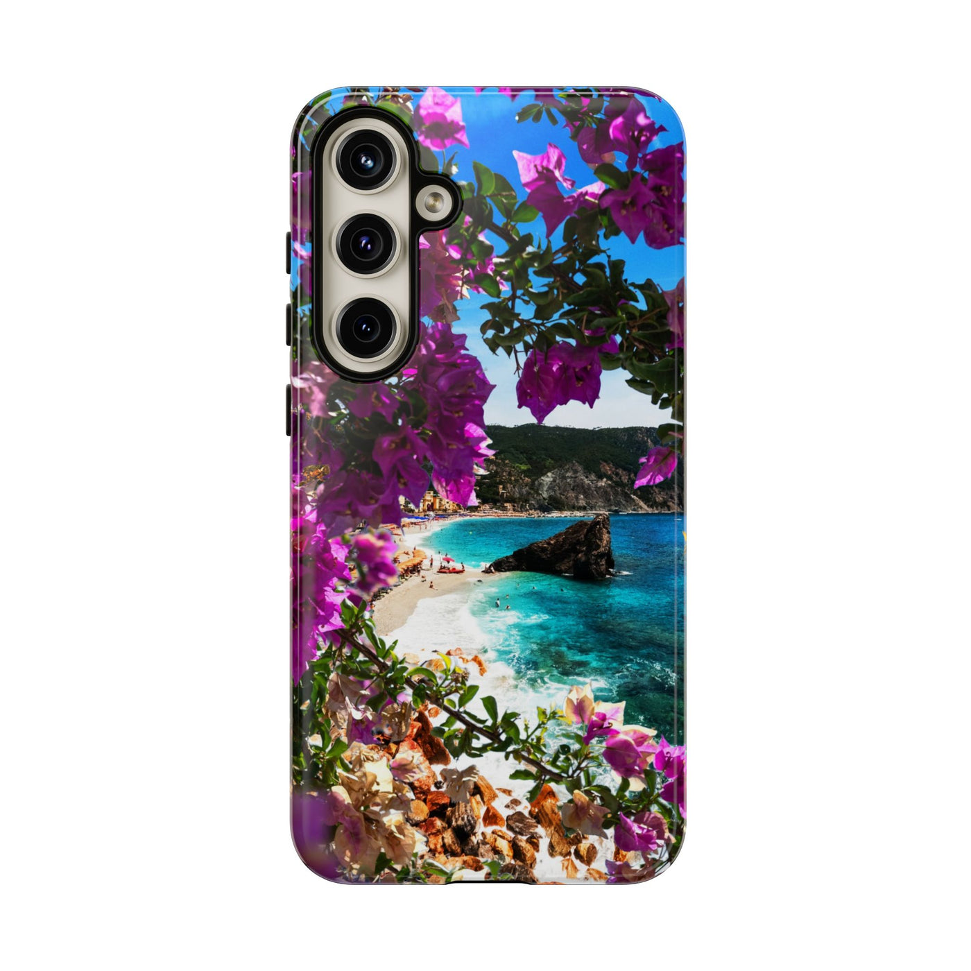 Impact Resistant, Bougainvillea Seaview, Cute Phone Cases for Samsung S24, S23, S22, S21, IPhone 15 pro Iphone 14 pro Iphone 13 IPhone 12 Iphone 11