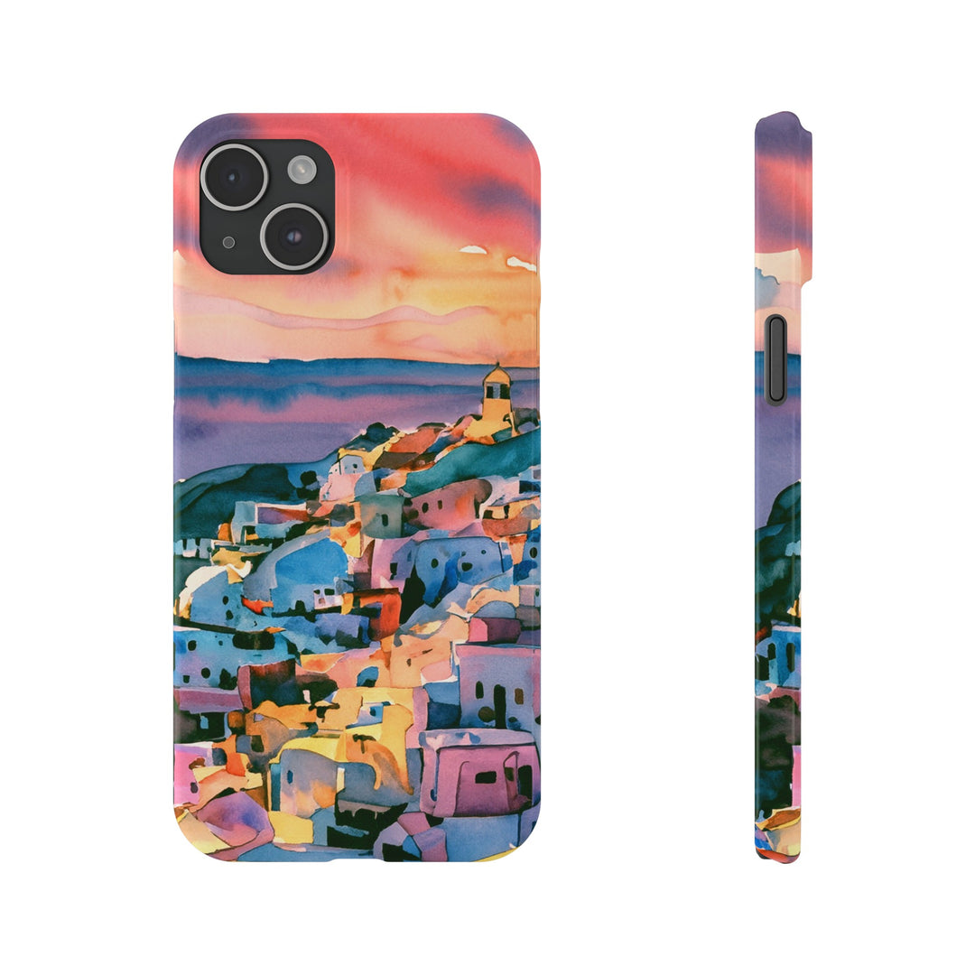 Slim Cute Phone Cases for Iphone | iPhone 15 Case | iPhone 15 Pro Max Case, Iphone 14, Iphone 14 Pro Max, Iphone 13, Colorful Greek House Watercolor - Studio40ParkLane