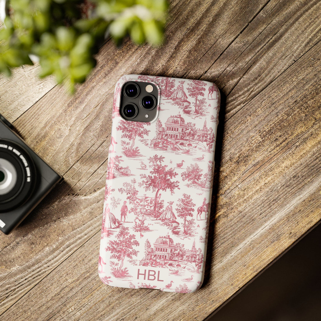 Slim Personalized Slim Pink Vintage French Toile Cute Phone Cases for Iphone 16 Pro Max | iPhone 15 Case | iPhone 15 Pro Max Case, Iphone 14, Iphone 14 Pro Max, Iphone 13 12 11 8 7 - Studio40ParkLane