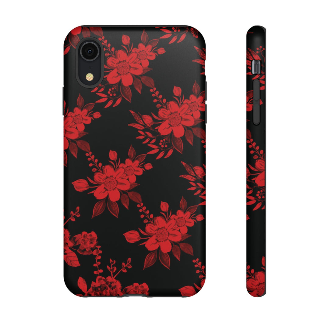 Cute IPhone Case | Red Black Flowers, iPhone 15 Case | iPhone 15 Pro Case, Iphone 14 Case, Iphone 14 Pro Max Case, Protective Iphone Case - Studio40ParkLane