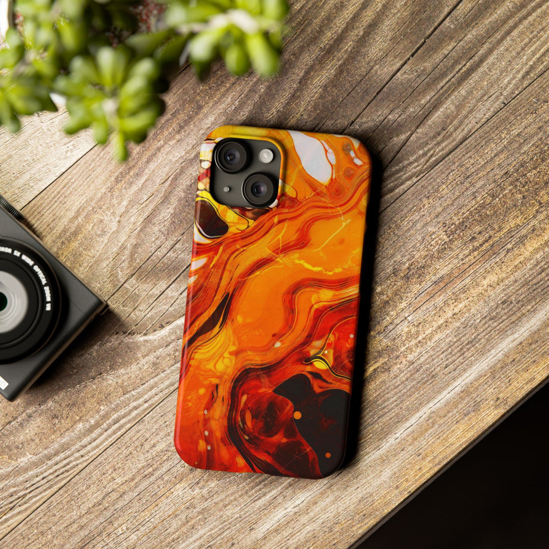 Slim Cute Phone Cases for Iphone - | iPhone 15 Case | iPhone 15 Pro Max Case, Iphone 14 Case, Iphone 14 Pro Max, Iphone 13, Marble Orange Yellow - Studio40ParkLane
