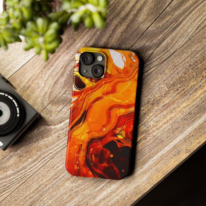 Slim Cute Phone Cases for Iphone - | iPhone 15 Case | iPhone 15 Pro Max Case, Iphone 14 Case, Iphone 14 Pro Max, Iphone 13, Marble Orange Yellow - Studio40ParkLane