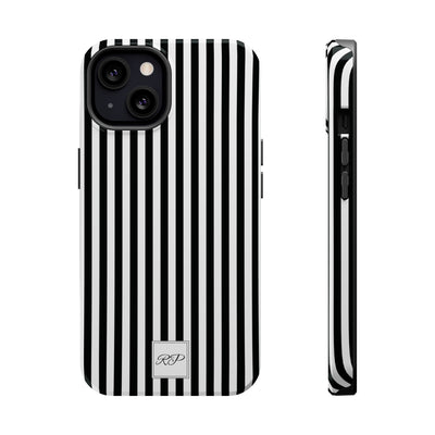 Custom Personalized Black White Striped Magsafe Phone Case for Iphone 17 - | iPhone 16 Pro Max Case | iPhone 15 Case Iphone 14 13 12 11 10 - Studio40ParkLane