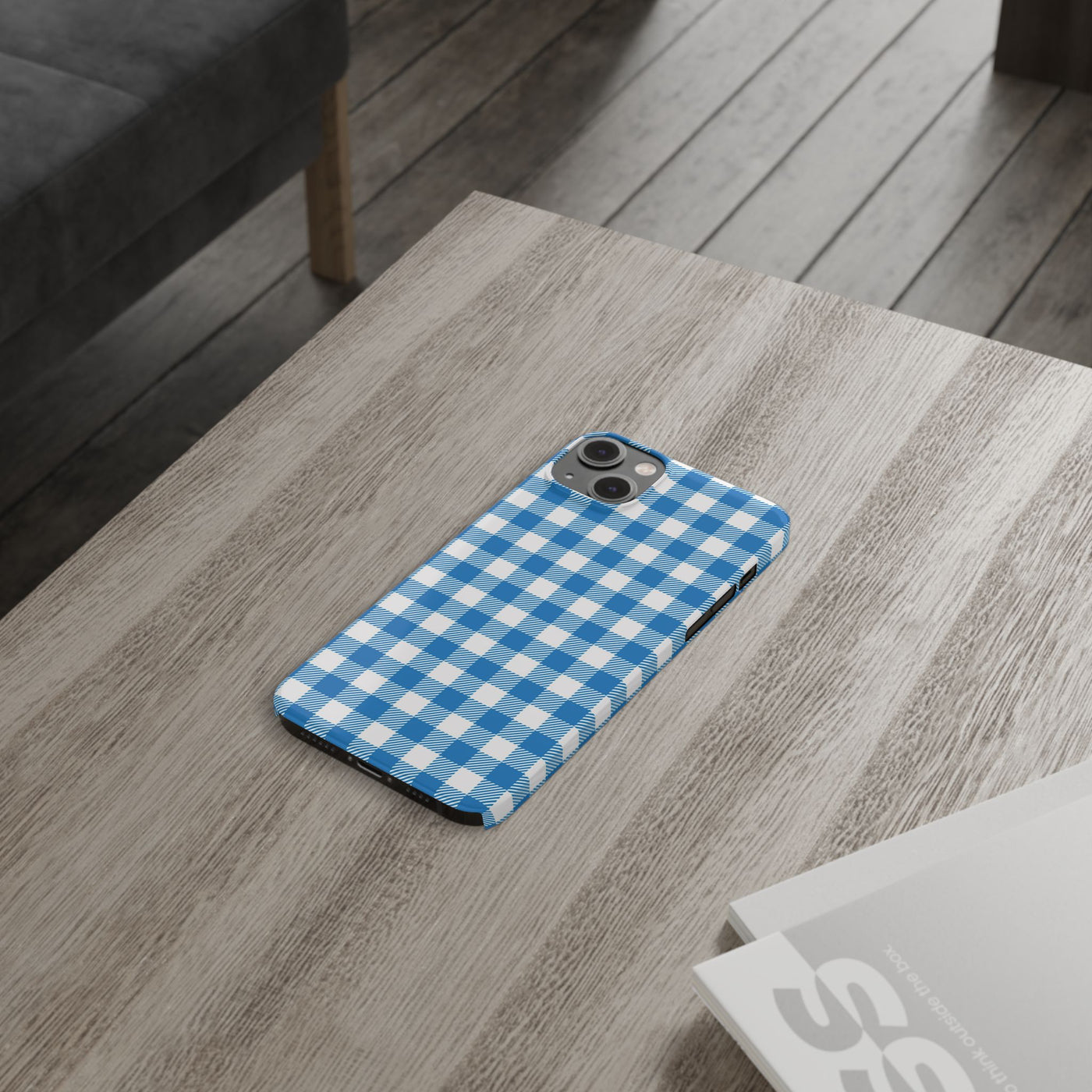 Slim Blue Gingham Gift for Her Cute Phone Cases for Iphone 16 Pro Max | iPhone 15 Case | iPhone 15 Pro Max Case, Iphone 14, 13, 12, 11, 10, 8, 7