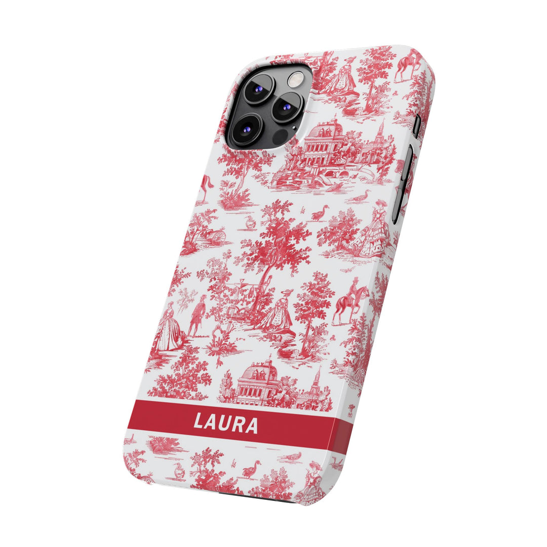 Slim French Toile Personalized Initial Custom Gift for Her Cute Phone Cases for Iphone 16 Pro Max | iPhone 15 Case | iPhone 15 Pro Max Case, Iphone 14, 13, 12, 11, 10, 8, 7 - Studio40ParkLane