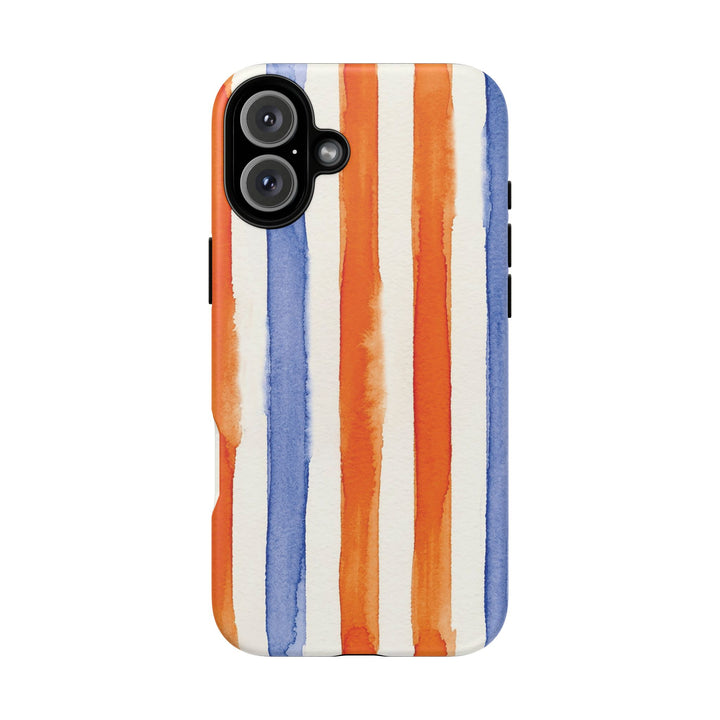 Tough Cute Blue Orange Stripes Phone Case, for IPhone 17 Pro Max | Iphone 17 Air, Iphone 16, IPhone 15, 14 13 12, Samsung Galaxy S26, S25, S24, S23 - Studio40ParkLane