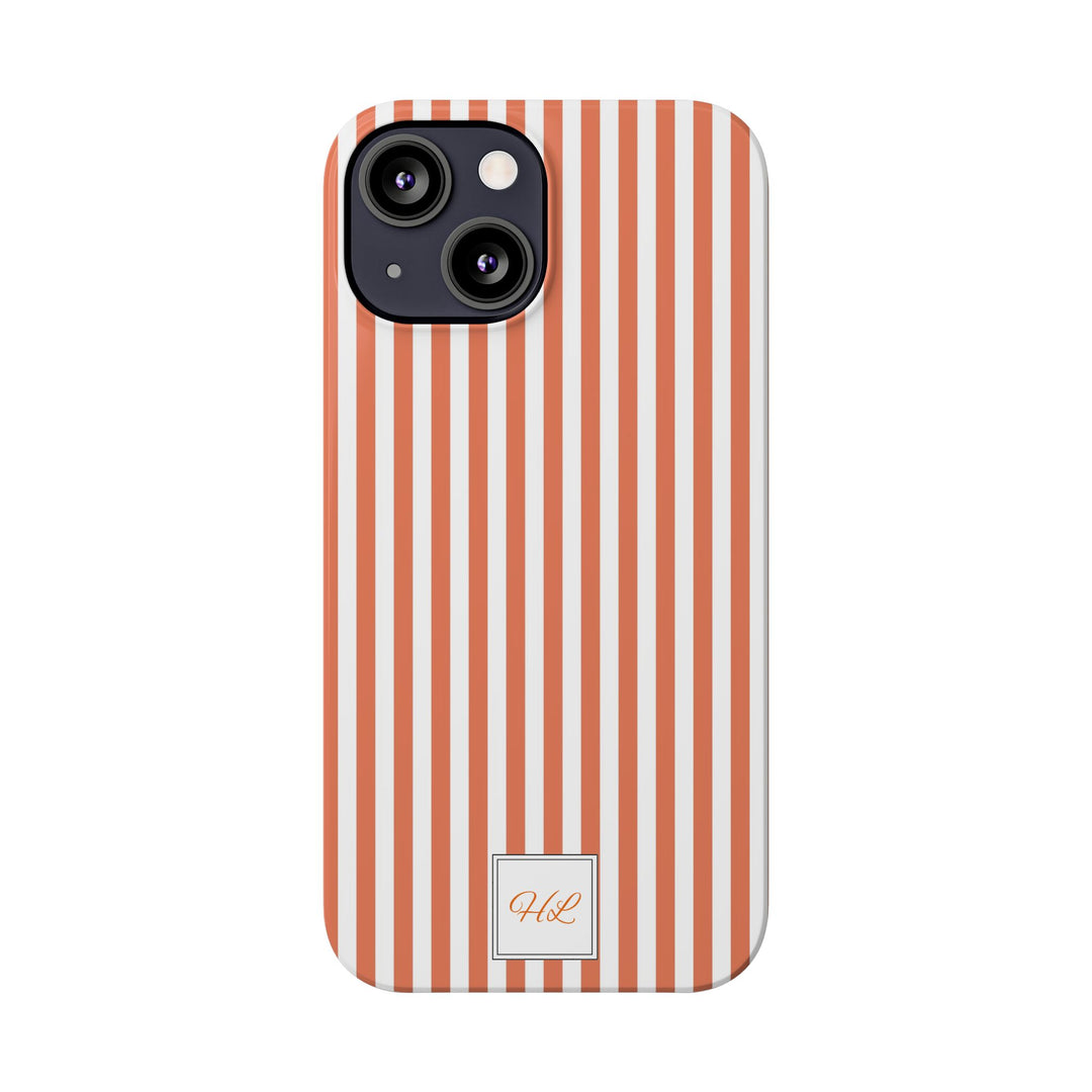 Slim Custom Personalized Winter Peach Striped Phone Case for Iphone 17 - | iPhone 16 Pro Max Case | iPhone 15 Case Iphone 14 13 12 11 10 9 8 - Studio40ParkLane