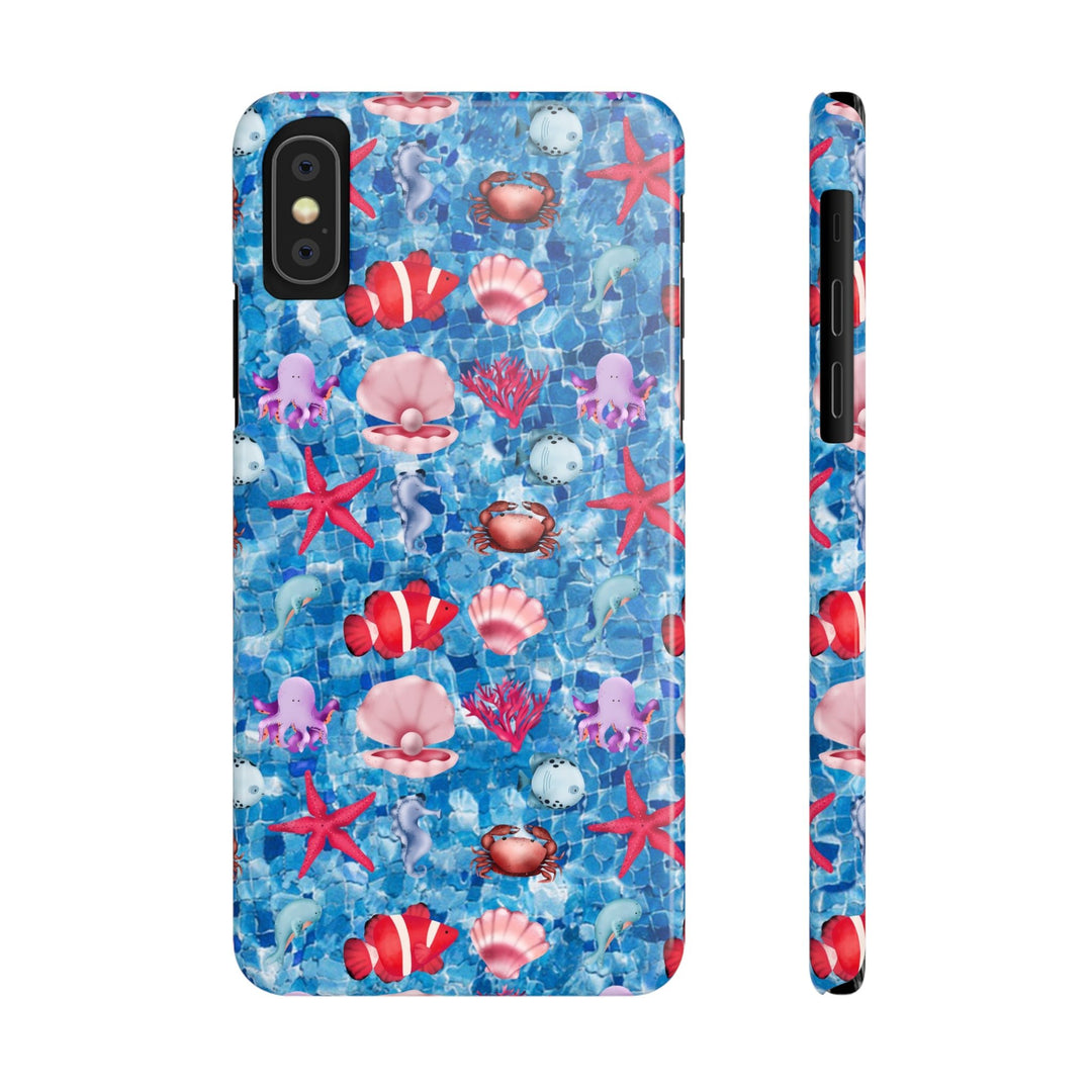 Slim Cute Phone Cases for Iphone - | iPhone 15 Case | iPhone 15 Pro Max Case, Iphone 14 Case, Iphone 14 Pro Max, Iphone 13, Blue Red Under Sea - Studio40ParkLane