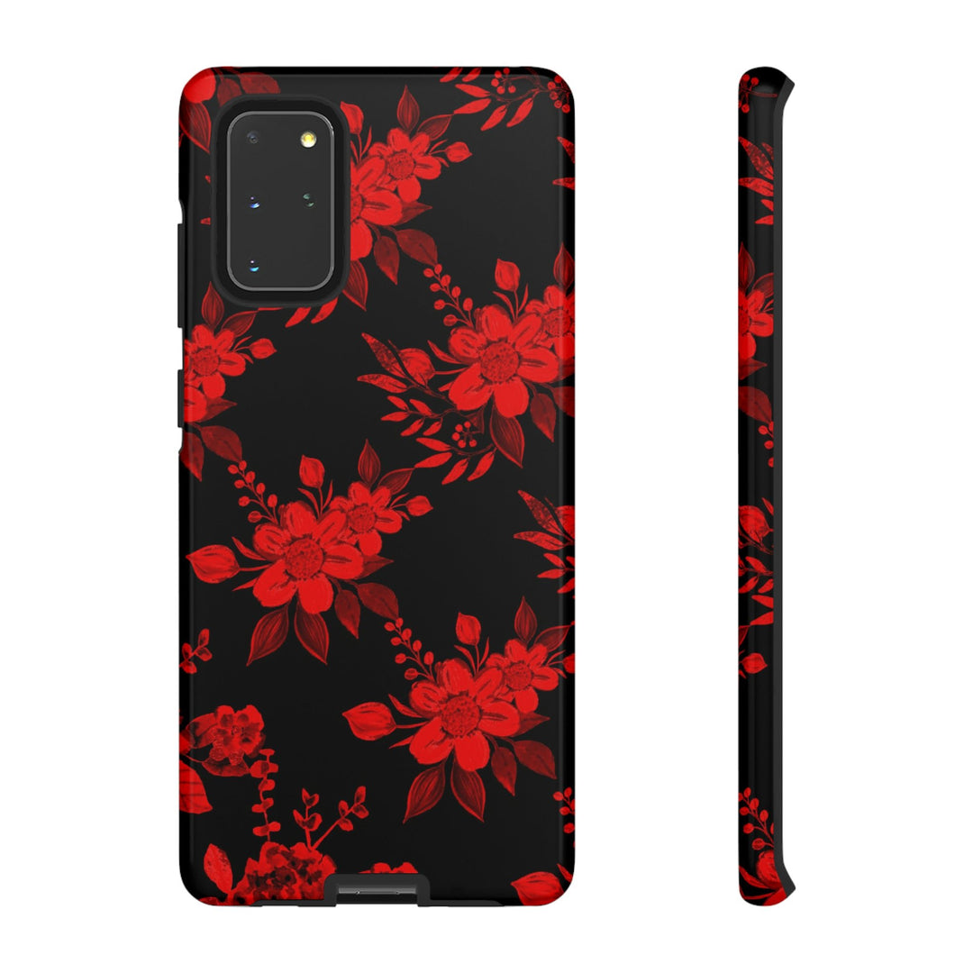 Cute Samsung Phone Case | Aesthetic Samsung Phone Case | Galaxy S23, S22, S21, S20 | Red Black Flowers, Protective Phone Case - Studio40ParkLane