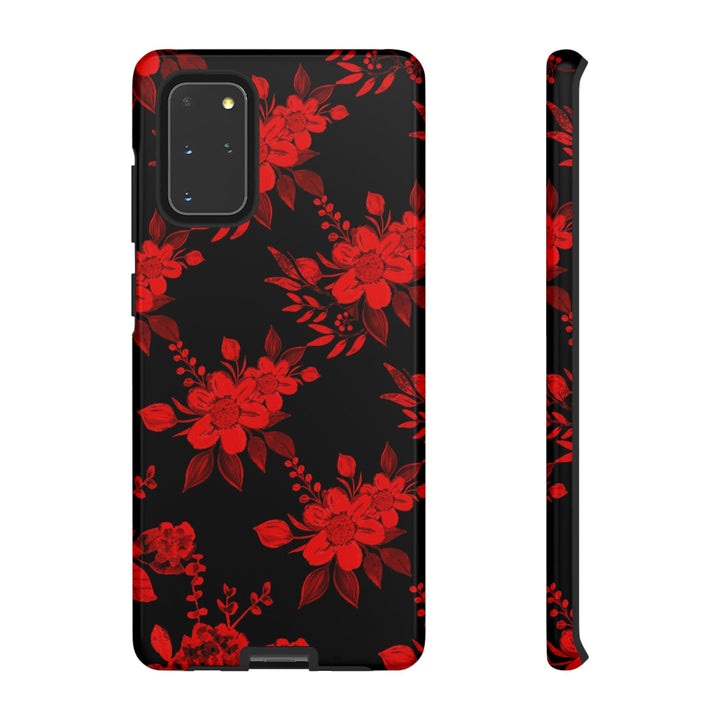 Cute Samsung Phone Case | Aesthetic Samsung Phone Case | Galaxy S23, S22, S21, S20 | Red Black Flowers, Protective Phone Case - Studio40ParkLane