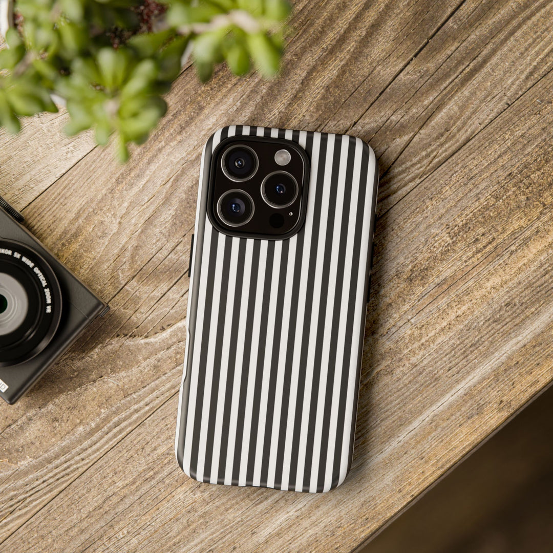 Tough Premium Black White Stripes Phone Case Gift for Her - For Apple iPhone 16 Pro Max 16e iPhone 15 Pro iPhone Iphone 14 Plus 13 Pro 12 SE XR - Studio40ParkLane