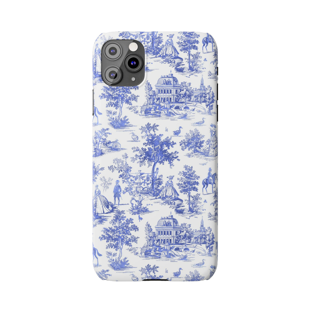 Slim Blue Vintage French Toile Cute Phone Cases for Iphone 16 Pro Max | iPhone 15 Case | iPhone 15 Pro Max Case, Iphone 14, Iphone 14 Pro Max, Iphone 13 12 11 8 7 - Studio40ParkLane