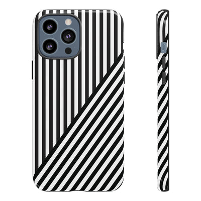 Aesthetic Tough Black White Stripes Phone Case - For iPhone 17 Pro Max iPhone 16 Pro iPhone 15 Iphone 14 Plus 13 Pro 12 11 10 XR - Studio40ParkLane