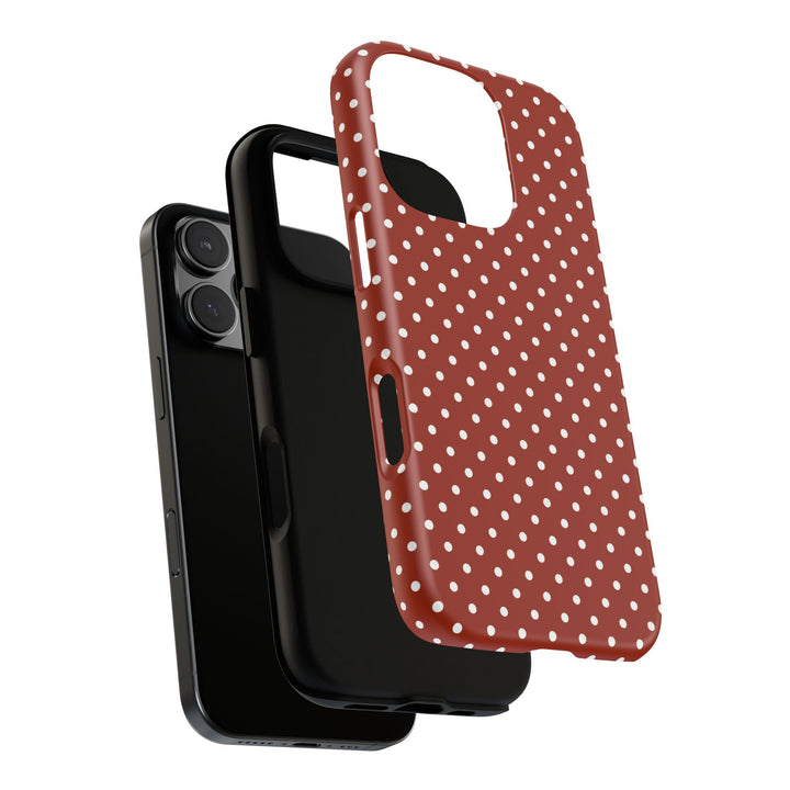 Aesthetic Tough Clay Red Polka Dots Premium Phone Case - For iPhone 17 Pro Max iPhone 16 Pro iPhone 15 Iphone 14 Plus 13 Pro 12 11 10 XR XS - Studio40ParkLane