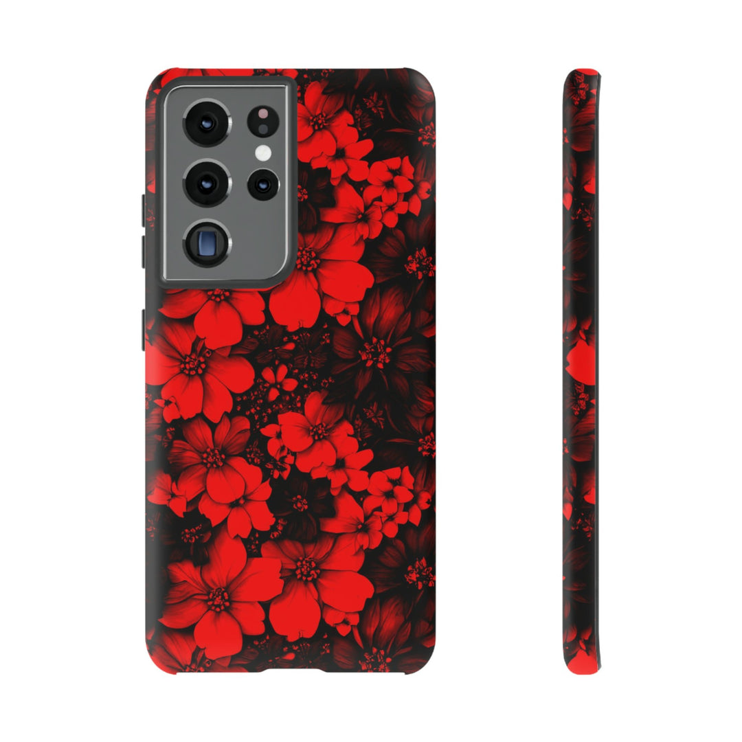 Cute Samsung Phone Case | Aesthetic Samsung Phone Case | Galaxy S23, S22, S21, S20 | Red Black Flowers, Protective Phone Case - Studio40ParkLane