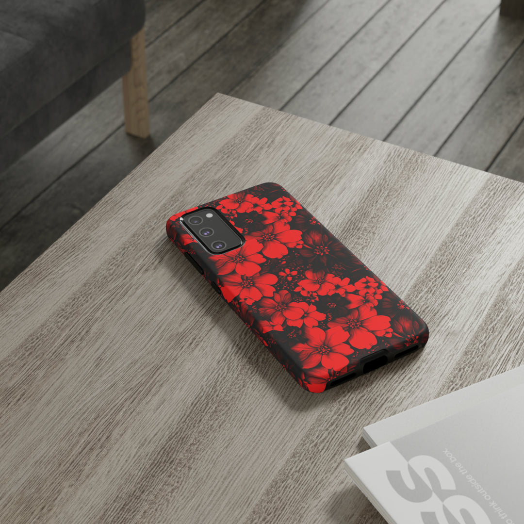Cute Samsung Phone Case | Aesthetic Samsung Phone Case | Galaxy S23, S22, S21, S20 | Red Black Flowers, Protective Phone Case - Studio40ParkLane
