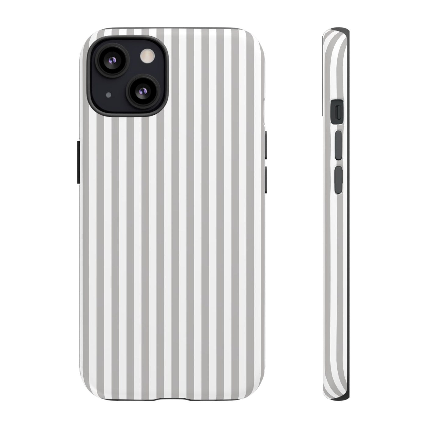 Tough Premium Ash Grey Stripes Phone Case Gift for Her - For Apple iPhone 16 Pro Max 16e iPhone 15 Pro iPhone Iphone 14 Plus 13 Pro 12 SE XR - Studio40ParkLane