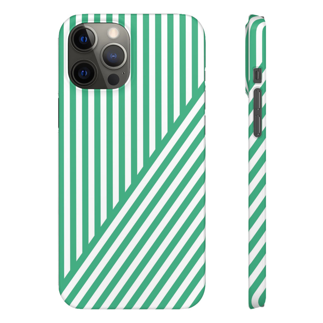 Aesthetic Emerald Stripes Cute Phone Case Sleek Snap - For iPhone 17 Pro Max iPhone 16 Pro iPhone 15 Iphone 14 Plus 13 Pro 12 11 10 Gift