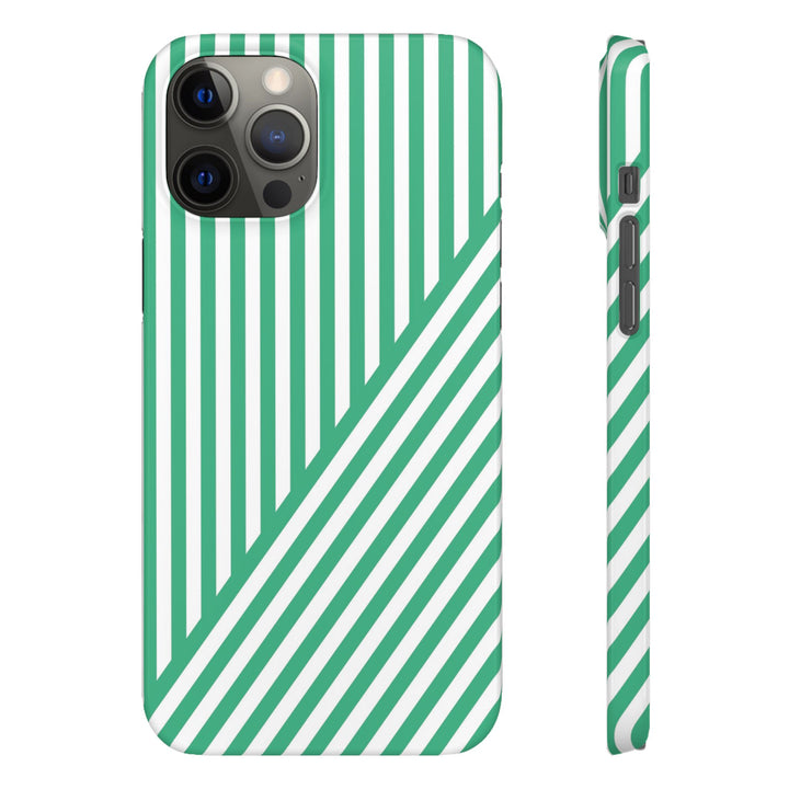 Aesthetic Emerald Stripes Cute Phone Case Sleek Snap - For iPhone 17 Pro Max iPhone 16 Pro iPhone 15 Iphone 14 Plus 13 Pro 12 11 10 Gift