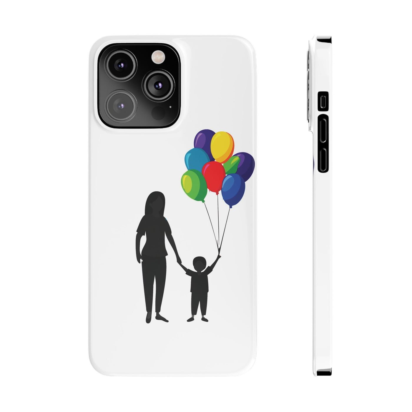 Slim Mother Child Balloons Gift for Her Cute Phone Cases for Iphone 16 Pro Max | iPhone 15 Case | iPhone 15 Pro Max Case, Iphone 14, 13, 12, 11, 10, 8, 7