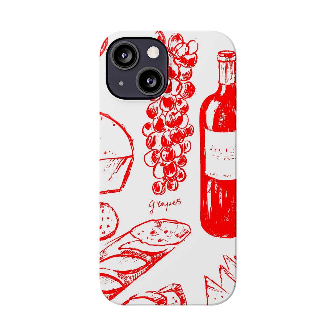Slim Cute Phone Cases for Iphone | iPhone 15 Case | iPhone 15 Pro Max Case, Iphone 14, Iphone 14 Pro Max, Iphone 13, French Food Wine Red - Studio40ParkLane