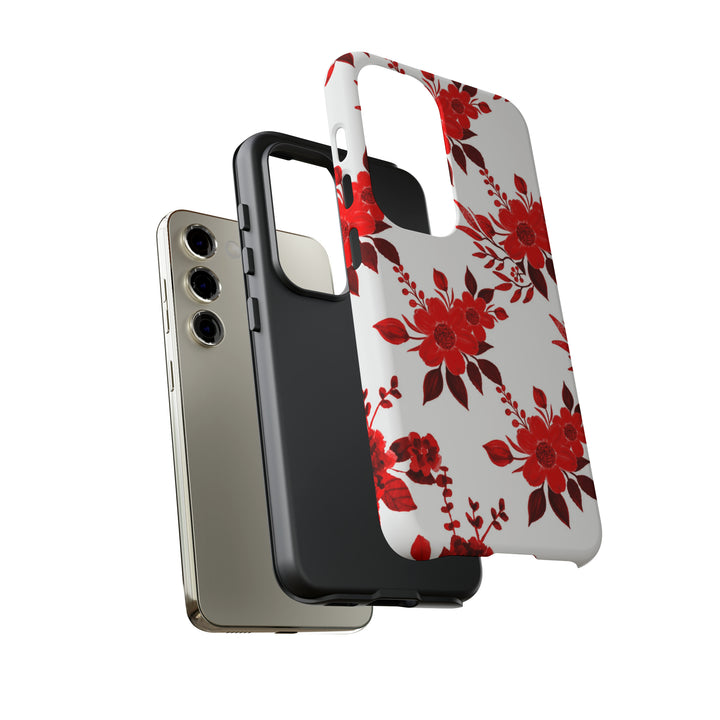 Cute Samsung Phone Case | Aesthetic Samsung Phone Case | Galaxy S23, S22, S21, S20 | Red White Flowers, Protective Phone Case - Studio40ParkLane