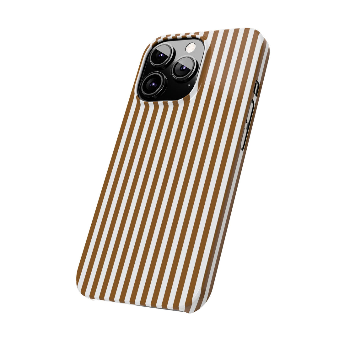 Slim Mocca Brown Striped Cute Phone Case for Iphone 16 - | iPhone 15 Pro Max Case | iPhone 14 Case Iphone 13 12 11 10 9 8 7 XS X Gift for Her - Studio40ParkLane