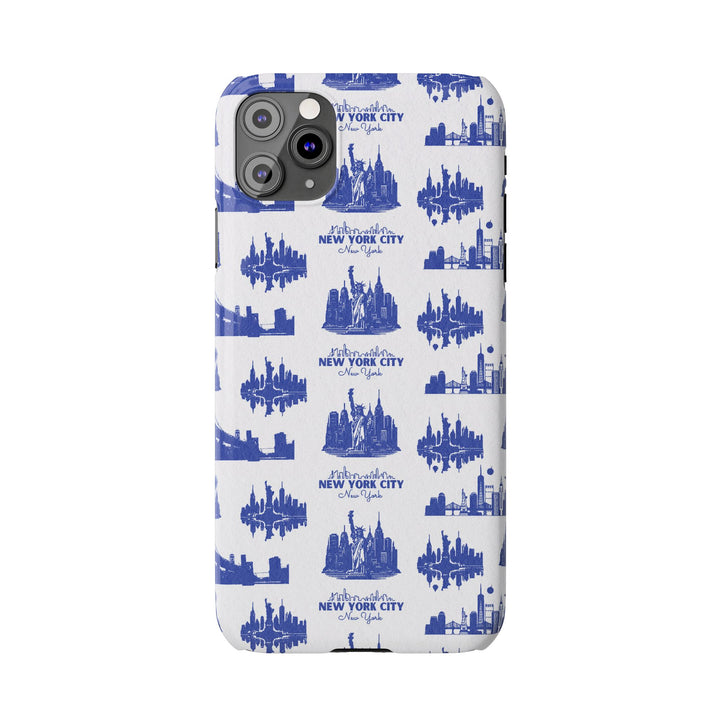 Slim New York Skyline Blue Collage Coquette Gift for Her Cute Phone Cases for Iphone 16 Pro Max | iPhone 15 Case | iPhone 15 Pro Max Case, Iphone 14, Iphone 14 Pro Max, Iphone 13 12 11 8 7 - Studio40ParkLane