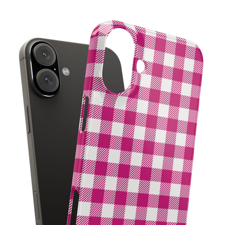 Slim Pink Gingham Gift for Her Cute Phone Cases for Iphone 16 Pro Max | iPhone 15 Case | iPhone 15 Pro Max Case, Iphone 14, 13, 12, 11, 10, 8, 7 - Studio40ParkLane