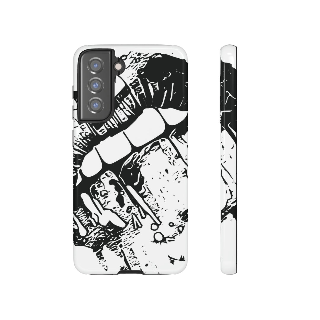 Cute Samsung Phone Case | Aesthetic Samsung Phone Case | Smile Lips Black White | Galaxy S23, S22, S21, S20 | Luxury Double Layer | Cool - Studio40ParkLane