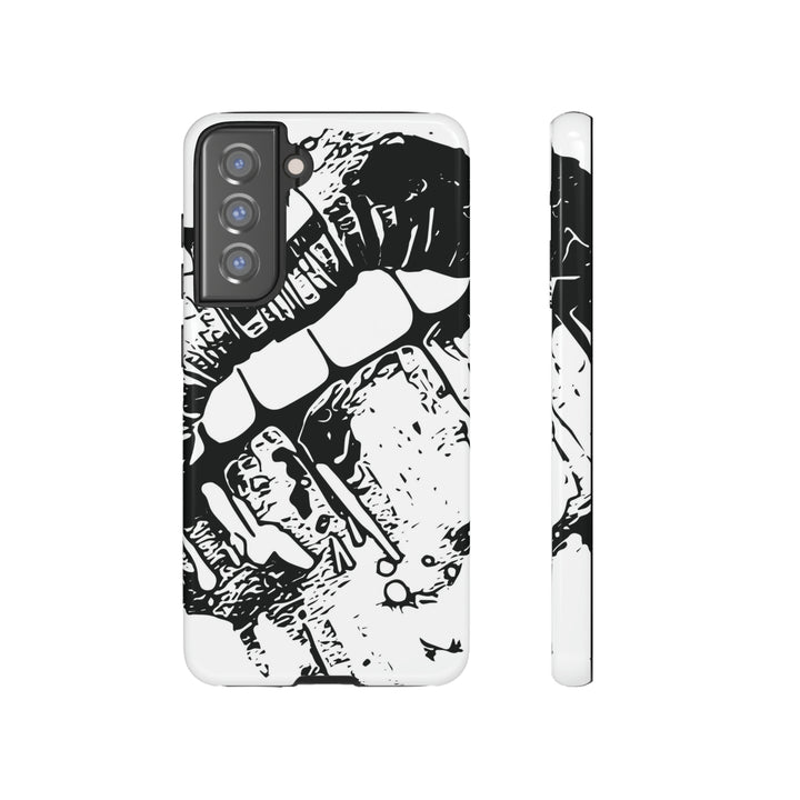 Cute Samsung Phone Case | Aesthetic Samsung Phone Case | Smile Lips Black White | Galaxy S23, S22, S21, S20 | Luxury Double Layer | Cool - Studio40ParkLane