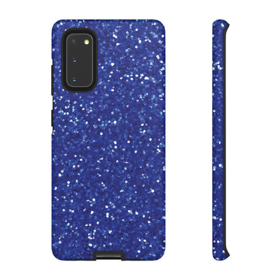 Chic Blue Faux Play on Glitter Effect Cute Phone Case, for IPhone 16 pro Max | Iphone 15, Iphone 14, IPhone 13 Case, 11 8 7, Samsung Galaxy S24, S23, S22, S21, 2 Layer Protection