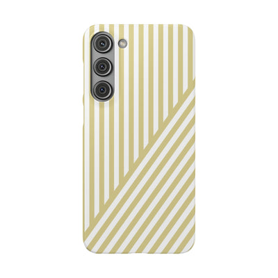 Aesthetic Yellow Beige Stripes Cute Phone Case Sleek Snap - For iPhone 17 Pro Max iPhone 16 Pro iPhone 15 Iphone 14 Plus 13 Pro 12 11 10 Gift