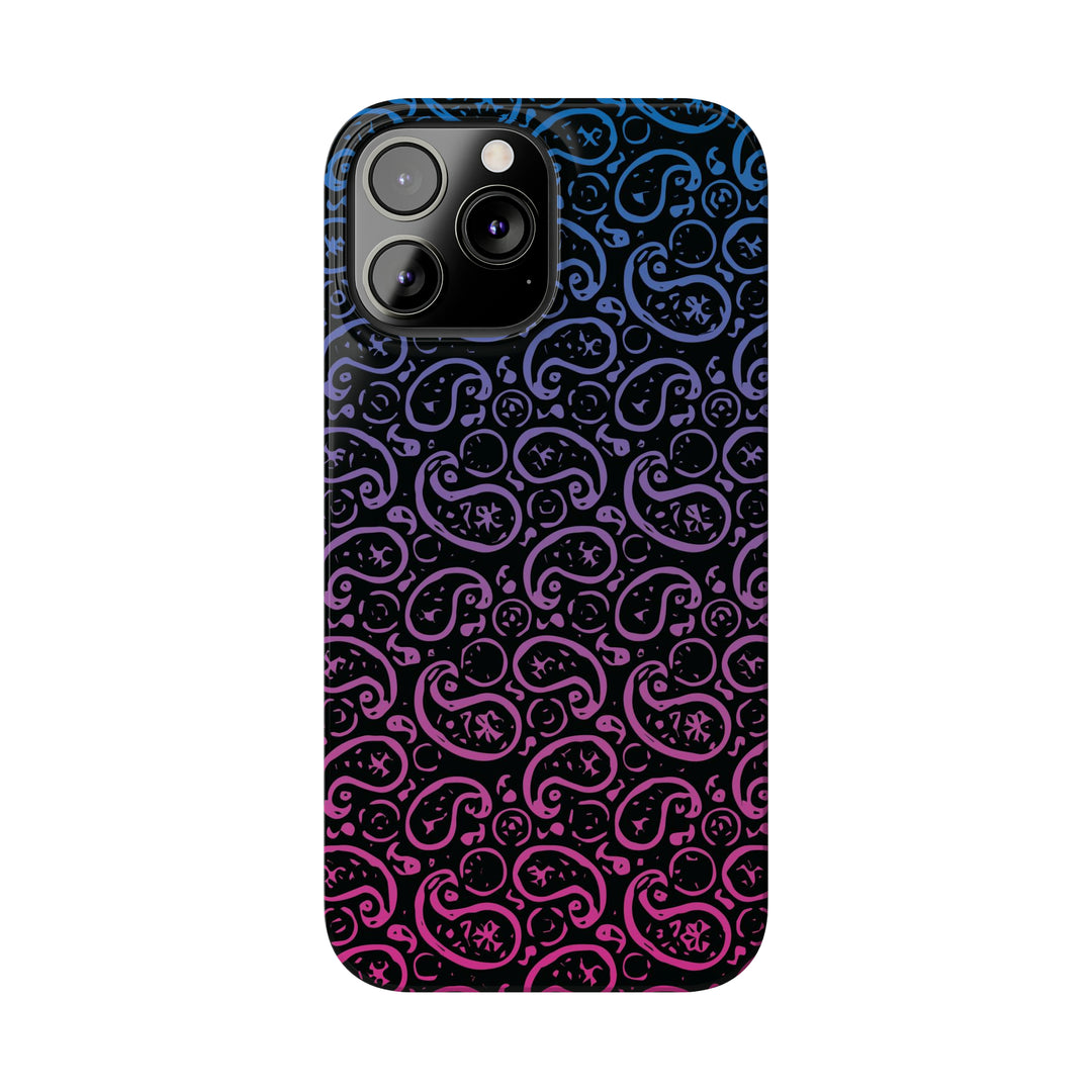 Slim Cute Phone Cases for Iphone - | iPhone 15 Case | iPhone 15 Pro Max Case, Iphone 14 Case, Iphone 14 Pro Max, Iphone 13, Paisley Blue Pink Black - Studio40ParkLane