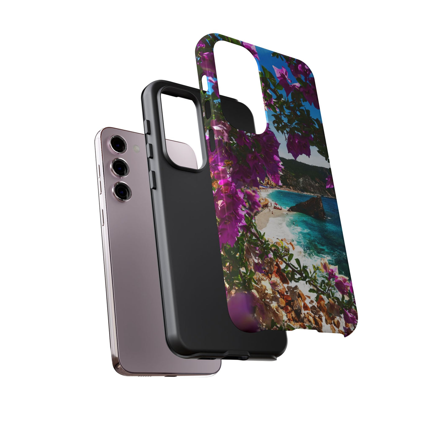 Impact Resistant, Bougainvillea Seaview, Cute Phone Cases for Samsung S24, S23, S22, S21, IPhone 15 pro Iphone 14 pro Iphone 13 IPhone 12 Iphone 11