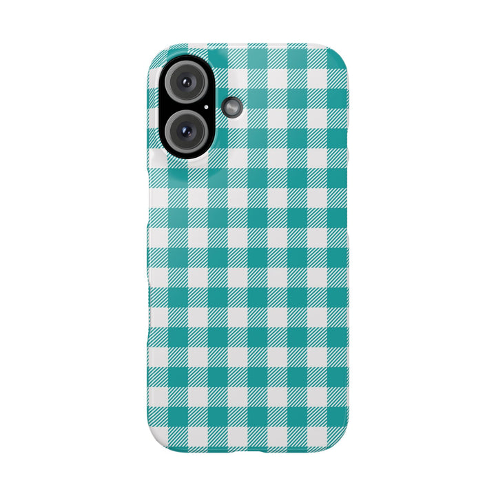 Slim Turquoise Gingham Gift for Her Cute Phone Cases for Iphone 16 Pro Max | iPhone 15 Case | iPhone 15 Pro Max Case, Iphone 14, 13, 12, 11, 10, 8, 7 - Studio40ParkLane