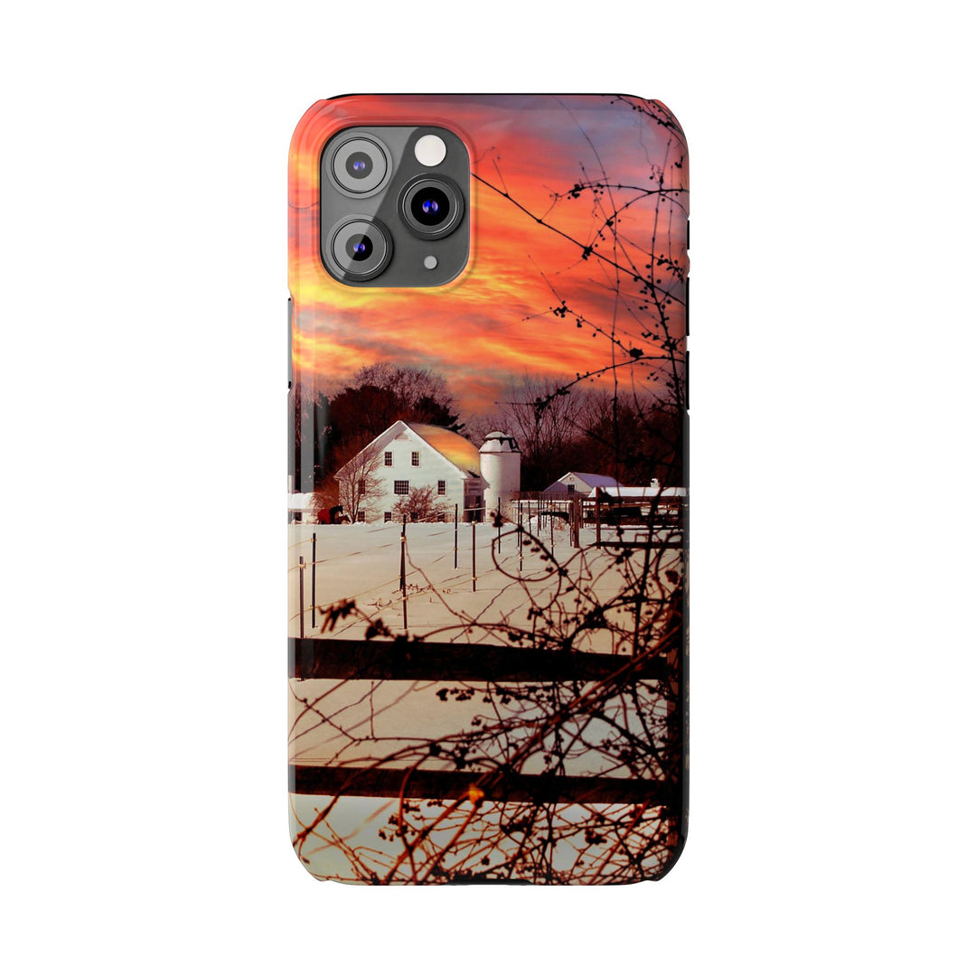 Slim Cute Phone Cases for Iphone - | iPhone 15 Case | iPhone 15 Pro Max Case, Iphone 14 Case, Iphone 14 Pro Max, Iphone 13, New England Winter Sunset - Studio40ParkLane