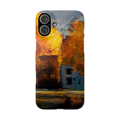 Slim Cute Phone Cases for Iphone - | iPhone 15 Case | iPhone 15 Pro Max Case, Iphone 14 Case, Iphone 14 Pro Max, Iphone 13, Fall Leaves Oil Paint Effect