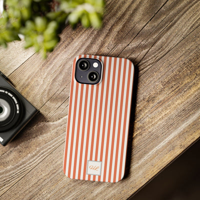 Slim Custom Personalized Winter Peach Striped Phone Case for Iphone 17 - | iPhone 16 Pro Max Case | iPhone 15 Case Iphone 14 13 12 11 10 9 8 - Studio40ParkLane
