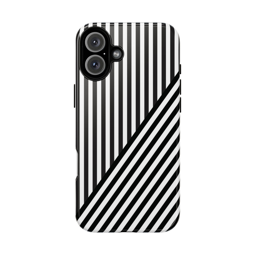 Aesthetic Tough Black White Stripes Phone Case - For iPhone 17 Pro Max iPhone 16 Pro iPhone 15 Iphone 14 Plus 13 Pro 12 11 10 XR - Studio40ParkLane