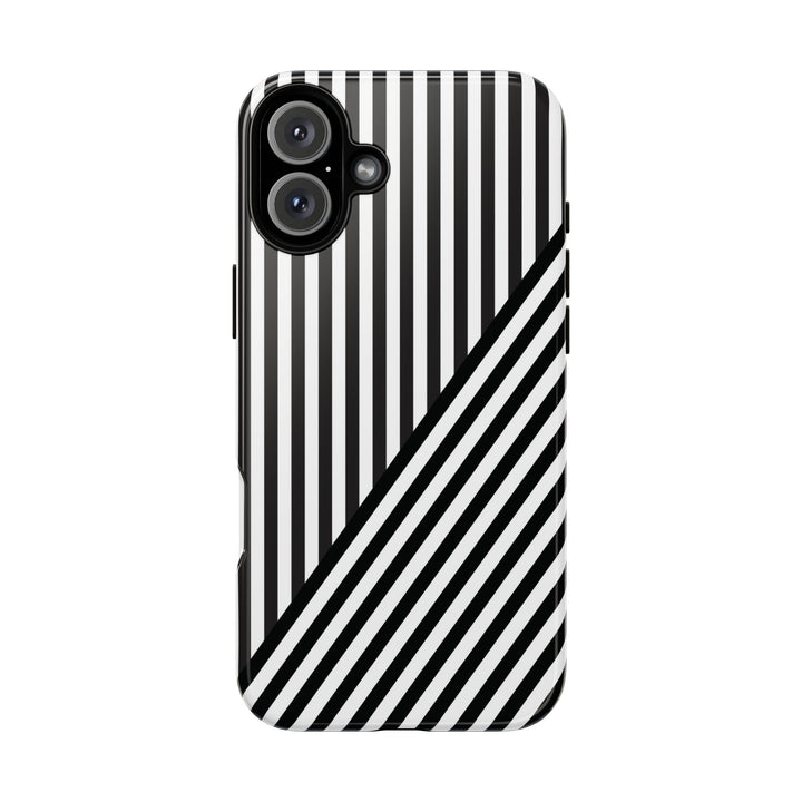 Aesthetic Tough Black White Stripes Phone Case - For iPhone 17 Pro Max iPhone 16 Pro iPhone 15 Iphone 14 Plus 13 Pro 12 11 10 XR - Studio40ParkLane